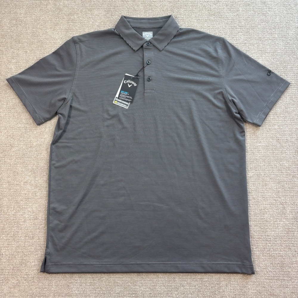 Callaway Opti-Dri Golf Gray Striped Polo Men's Size Large‎ NWT